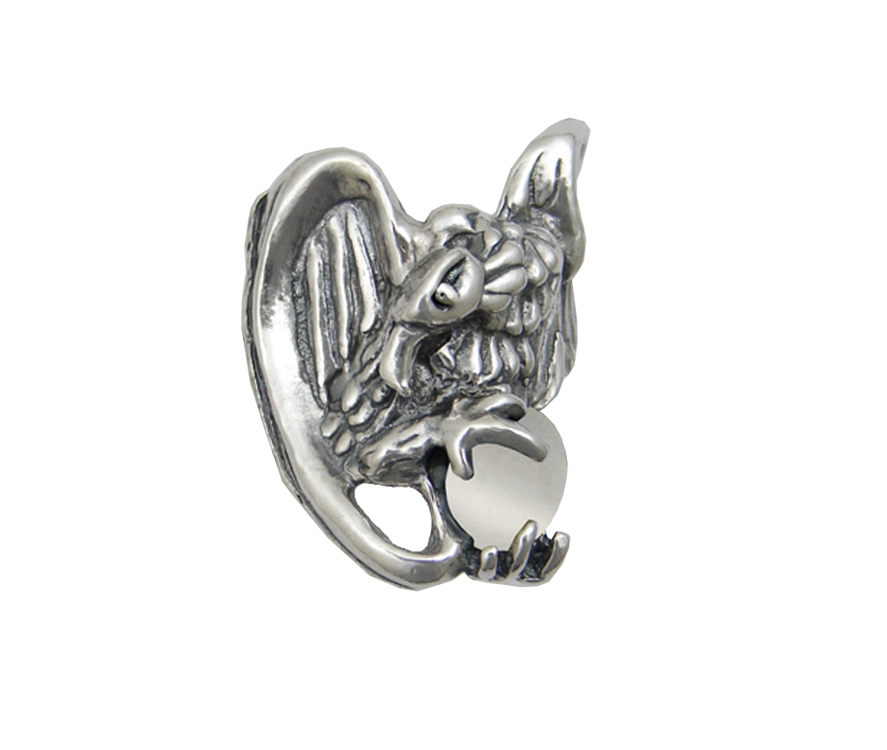 Sterling Silver Heavy Weight Vulture Ring With White Moonstone Size 12 Sterling Silver Heavy Weight Vulture Ring With White Moonstone Size 12